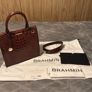 Brahmin Chestnut Crocodile Embossed Tote